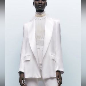Zara White Satin Effect Blazer - size S - NWT